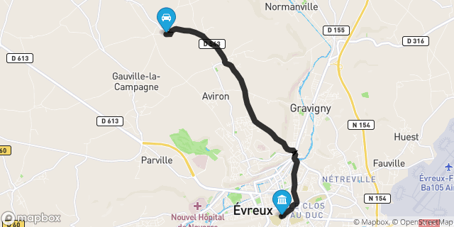 Itinéraire vers Évreux
