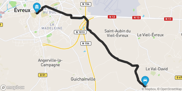 Itinéraire vers Évreux