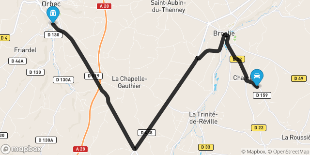 Itinéraire vers Orbec