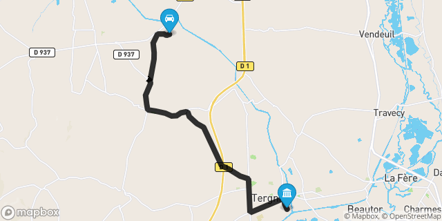 Itinéraire vers Tergnier