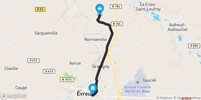 Itinéraire vers Évreux