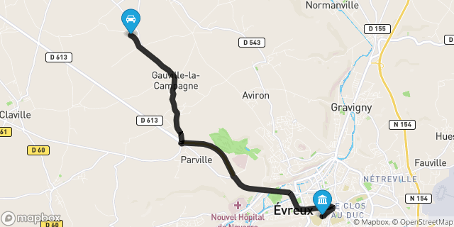 Itinéraire vers Évreux