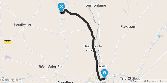 Itinéraire vers Gisors
