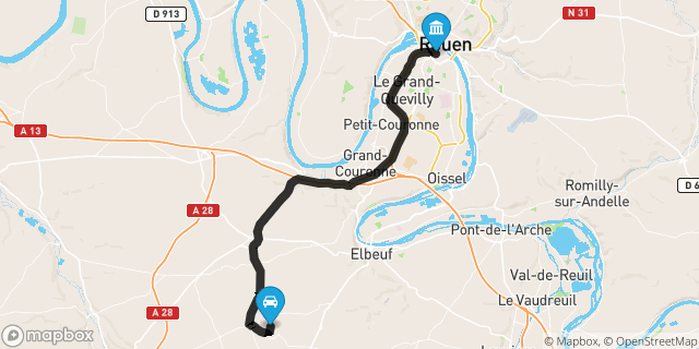 Itinéraire vers Rouen