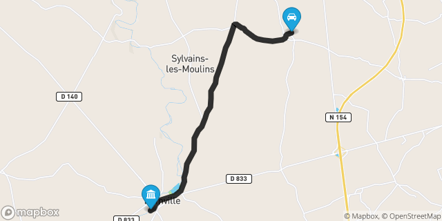 Itinéraire vers Damville