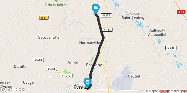 Itinéraire vers Évreux