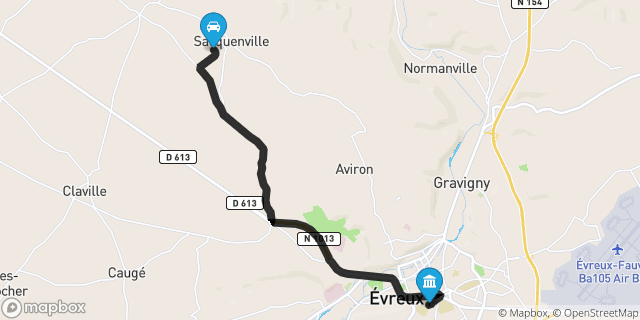 Itinéraire vers Évreux