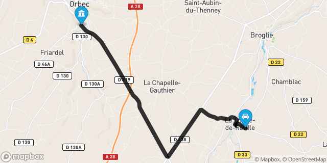 Itinéraire vers Orbec