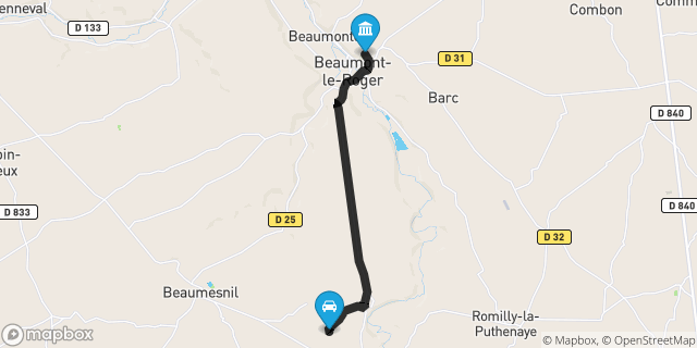 Itinéraire vers Beaumont-le-Roger