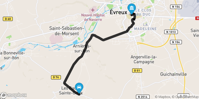 Itinéraire vers Évreux