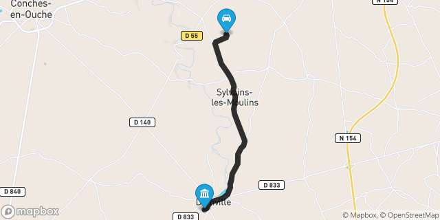 Itinéraire vers Damville