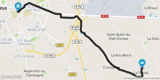 Itinéraire vers Évreux