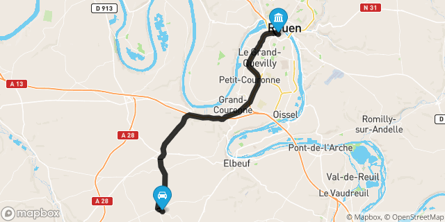 Itinéraire vers Rouen