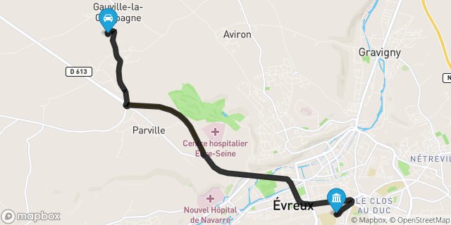 Itinéraire vers Évreux