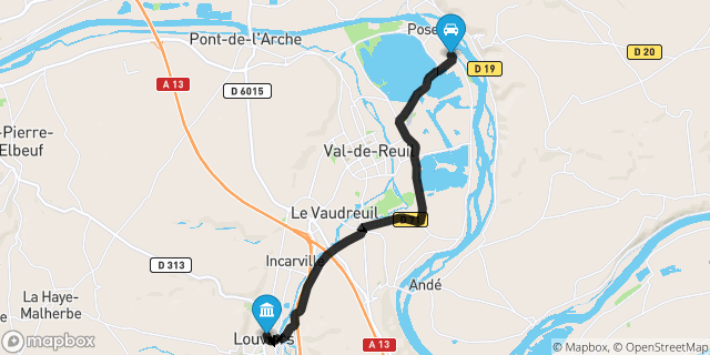 Itinéraire vers Louviers