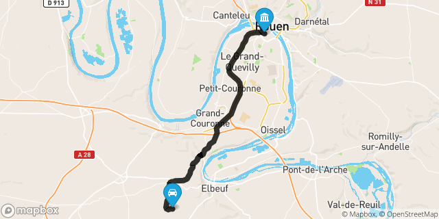 Itinéraire vers Rouen
