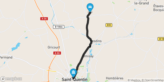 Itinéraire vers Saint-Quentin