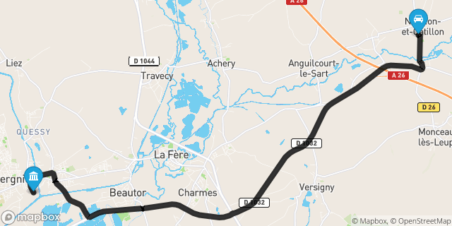 Itinéraire vers Tergnier
