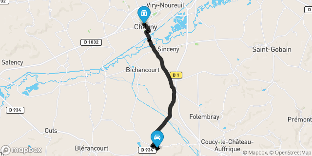 Itinéraire vers Chauny