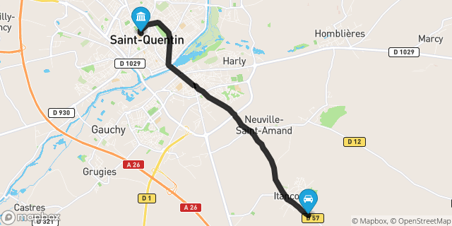 Itinéraire vers Saint-Quentin
