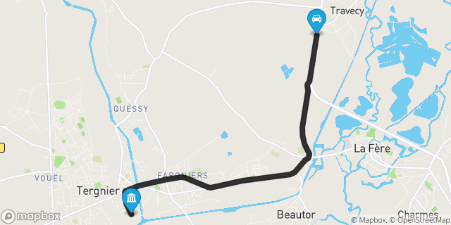 Itinéraire vers Tergnier