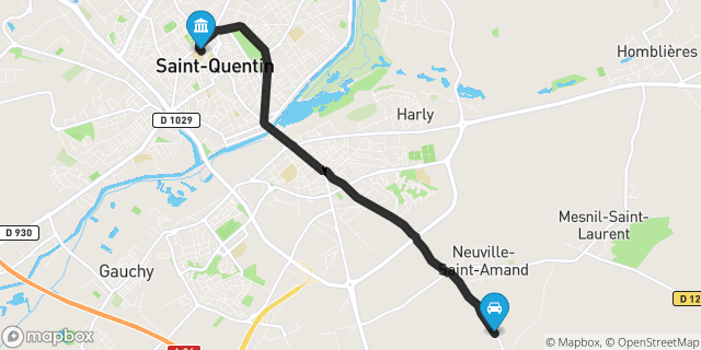 Itinéraire vers Saint-Quentin