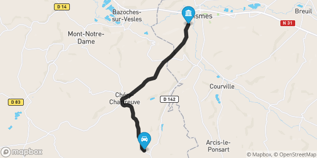 Itinéraire vers Fismes