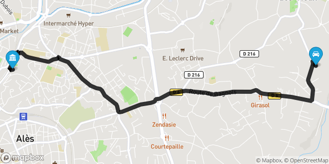 Itinéraire vers Alès