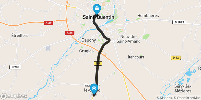 Itinéraire vers Saint-Quentin