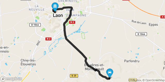 Itinéraire vers Laon