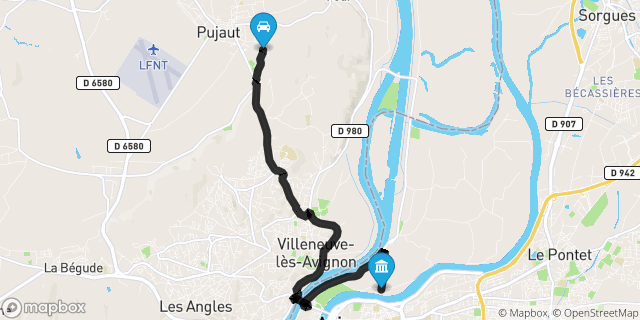 Itinéraire vers Avignon