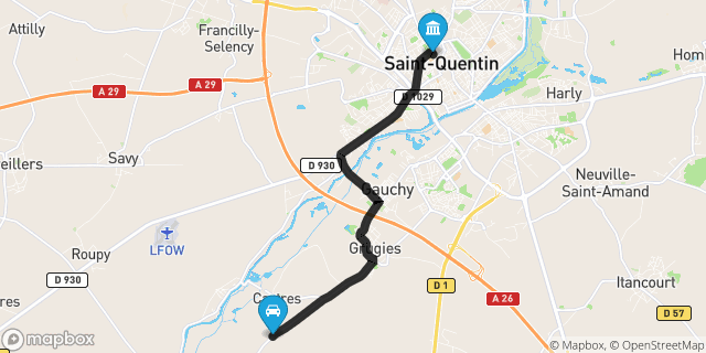 Itinéraire vers Saint-Quentin