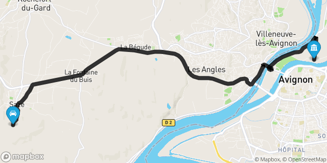 Itinéraire vers Avignon
