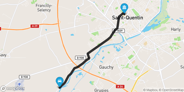 Itinéraire vers Saint-Quentin