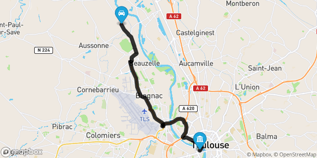 Itinéraire vers Toulouse