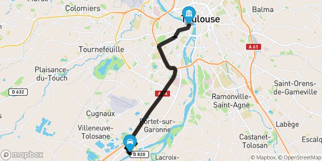 Itinéraire vers Toulouse