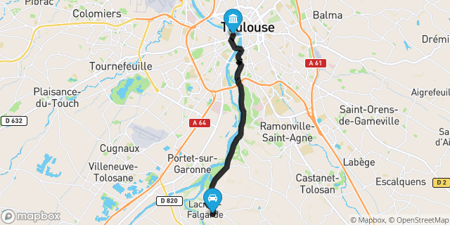 Itinéraire vers Toulouse
