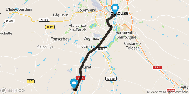 Itinéraire vers Toulouse