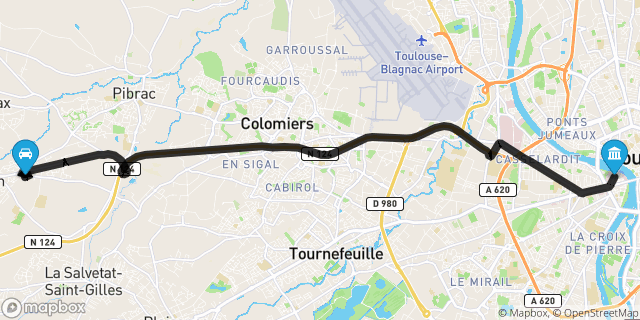 Itinéraire vers Toulouse