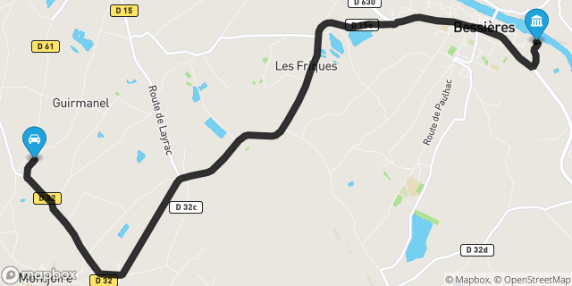 Itinéraire vers Bessières