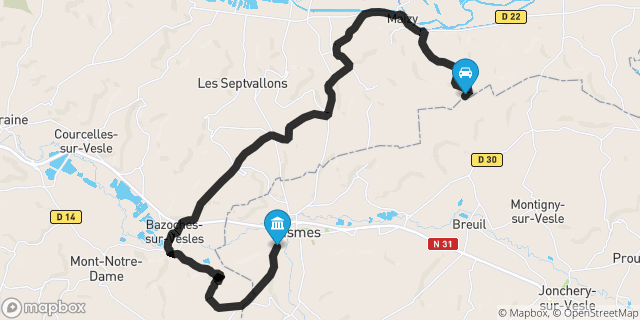 Itinéraire vers Fismes