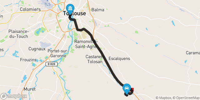 Itinéraire vers Toulouse