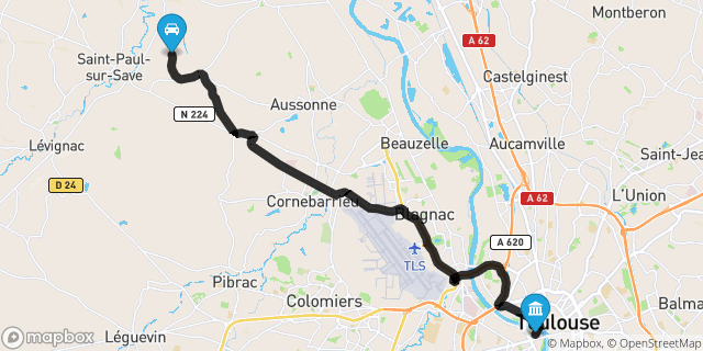 Itinéraire vers Toulouse