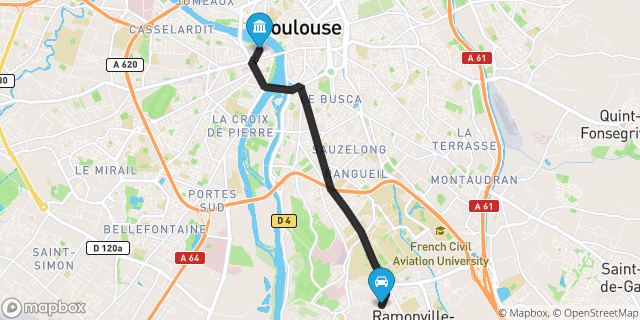 Itinéraire vers Toulouse