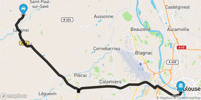 Itinéraire vers Toulouse