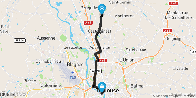 Itinéraire vers Toulouse