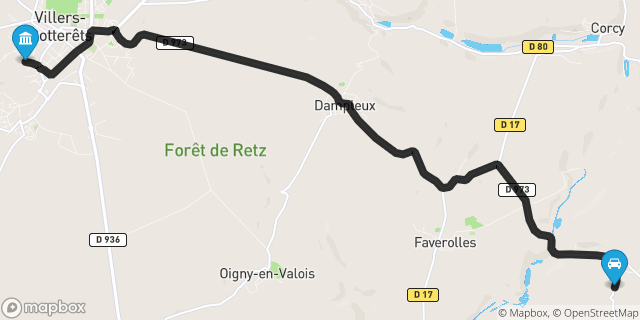 Itinéraire vers Villers-Cotterêts