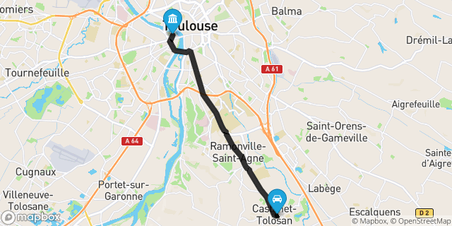 Itinéraire vers Toulouse