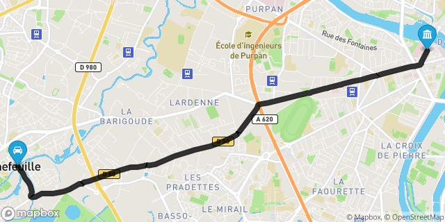 Itinéraire vers Toulouse