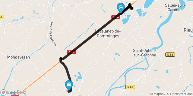 Itinéraire vers Cazères